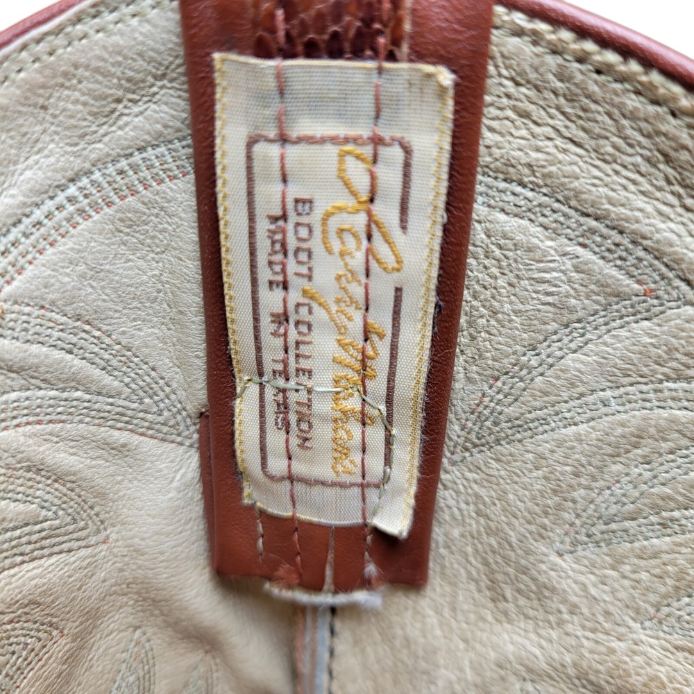 Larry Mahan Lizard Cowboy Boots 3112 Brown Size 7 B Narrow Western Dance - Picture 13 of 15
